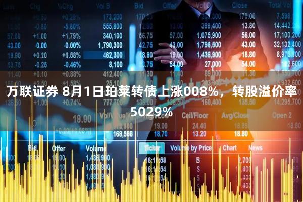 万联证券 8月1日珀莱转债上涨008%,转股溢价率5029%